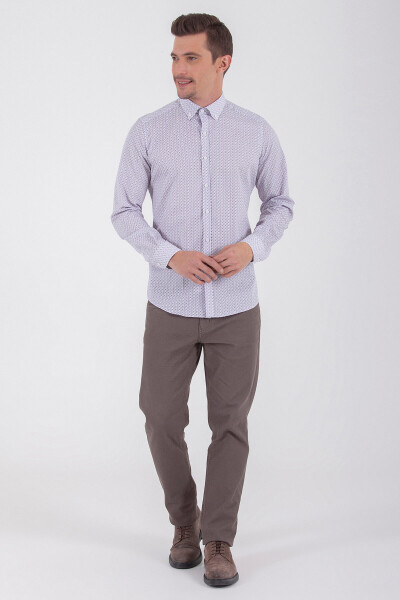 Desenli Slim Fit Pembe Gömlek - 2