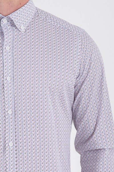 Desenli Slim Fit Pembe Gömlek - 4