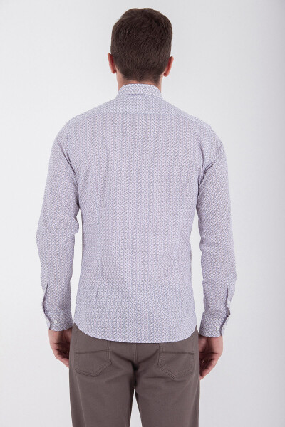 Desenli Slim Fit Pembe Gömlek - 5
