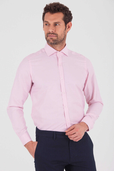 Pembe Slim Fit Desenli Gömlek - 1