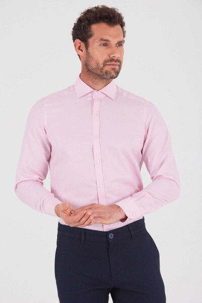 Pembe Slim Fit Desenli Gömlek - 3
