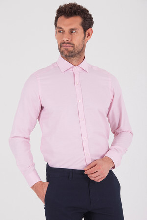 Pembe Slim Fit Desenli Gömlek - 6