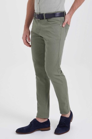 Yeşil Desenli Slim Fit Pantolon - Thumbnail