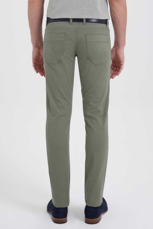 Yeşil Desenli Slim Fit Pantolon - Thumbnail