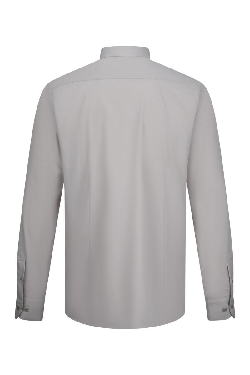 Ekru Comfort Fit Slim Yaka Uzun Kollu Gömlek - Saykı (1)