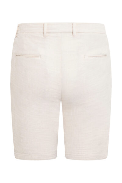 Ekru Rahat Kesim 100% Pamuk Yandan Cepli Şort - 2