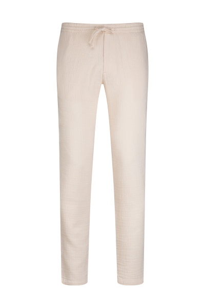 Ekru Rahat Kesim Yandan Cepli 100% Pamuk Jogger Pantolon - 1