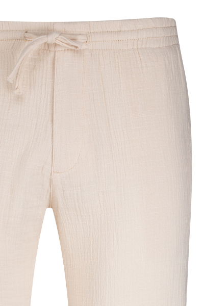 Ekru Rahat Kesim Yandan Cepli 100% Pamuk Jogger Pantolon - 2