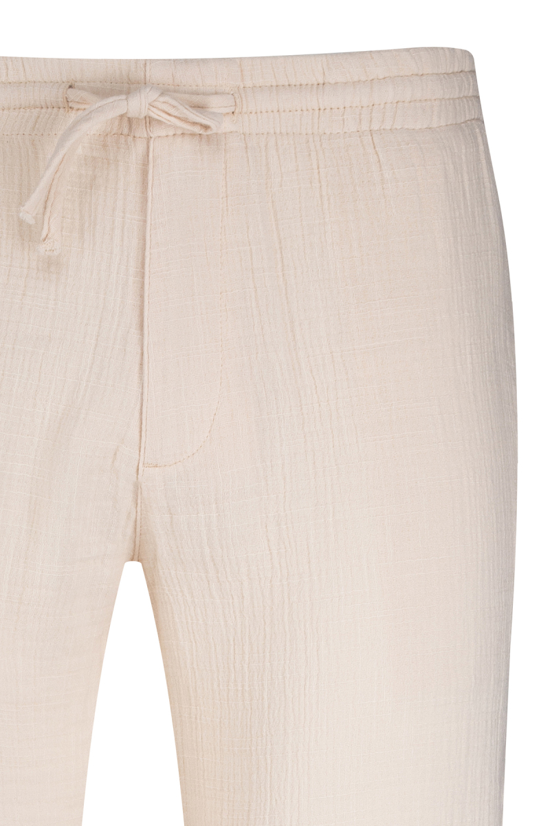 Ekru Rahat Kesim Yandan Cepli 100% Pamuk Jogger Pantolon - Saykı (1)