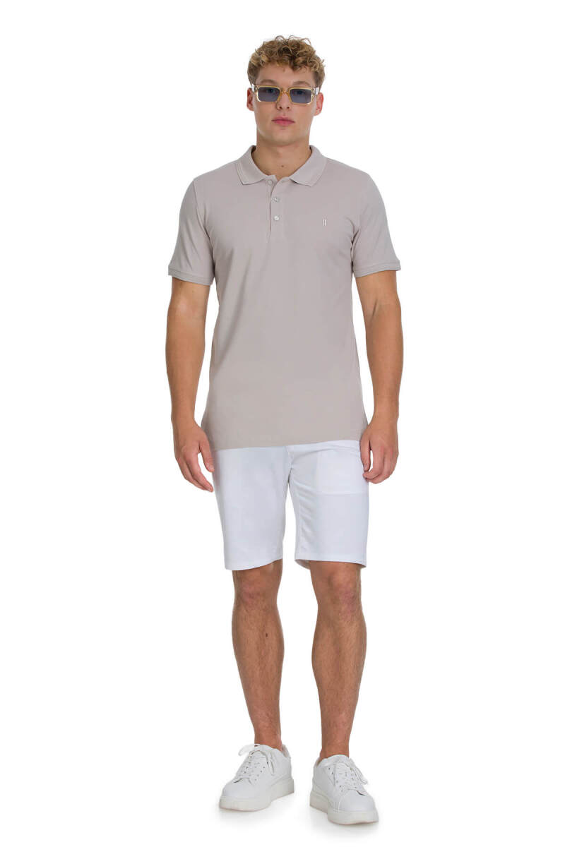 Ekru Regular Fit 100% Pamuklu Polo Yaka Tişört - Hatemoğlu (1)