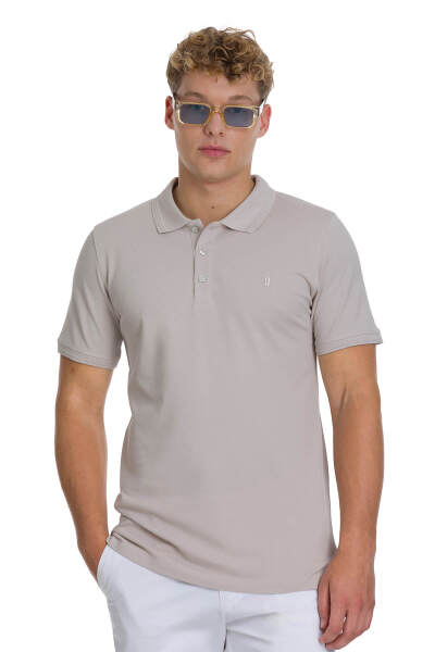 Ekru Regular Fit 100% Pamuklu Polo Yaka Tişört 
