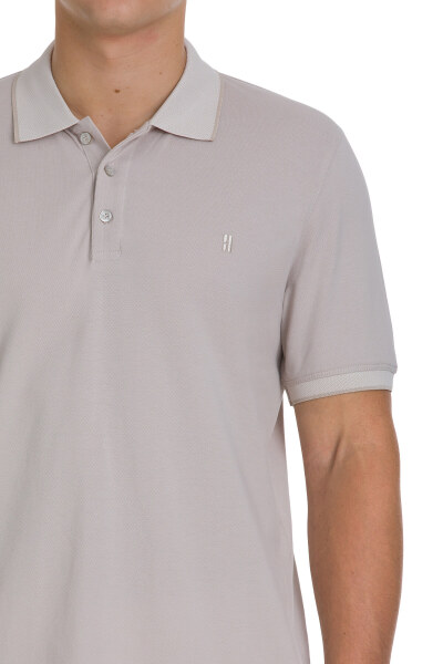 Ekru Regular Fit 100% Pamuklu Polo Yaka Tişört - 2
