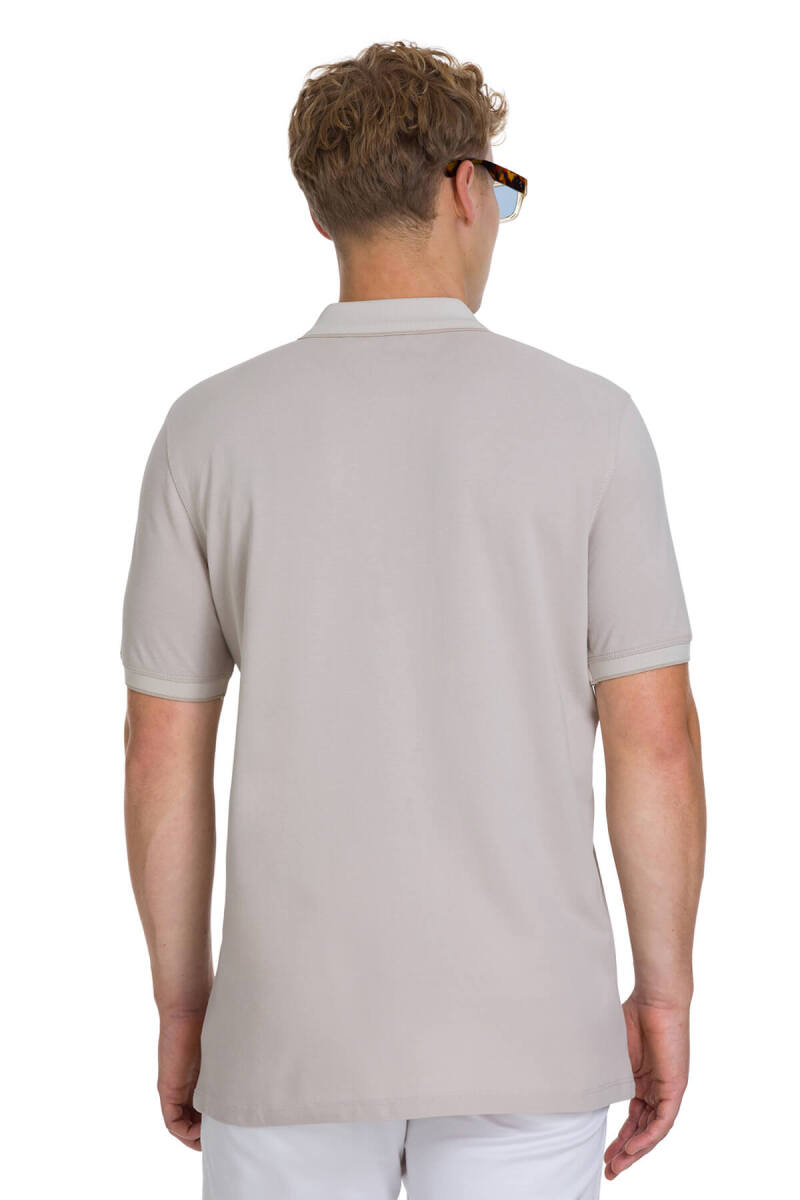 Ekru Regular Fit 100% Pamuklu Polo Yaka Tişört - HATEMOĞLU (1)