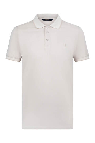 Ekru Regular Fit 100% Pamuklu Polo Yaka Tişört - 4