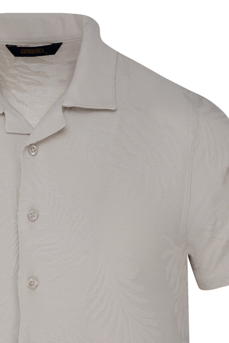 Ekru Regular Fit Apaş Yaka Gömlek Tişört - Hatemoğlu (1)