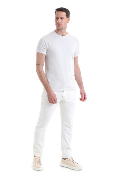 Ekru Regular Fit Bisiklet Yaka 100% Pamuk Tişört - 2