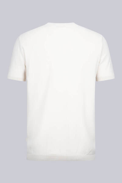 Ekru Regular Fit Bisiklet Yaka Rayon Tişört - 2