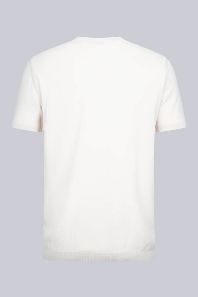 Ekru Regular Fit Bisiklet Yaka Rayon Tişört - Saykı (1)