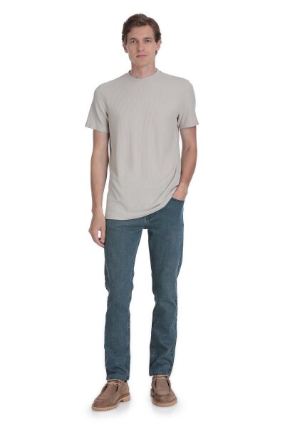 Ekru Regular Fit Bisiklet Yaka Tişört - 2