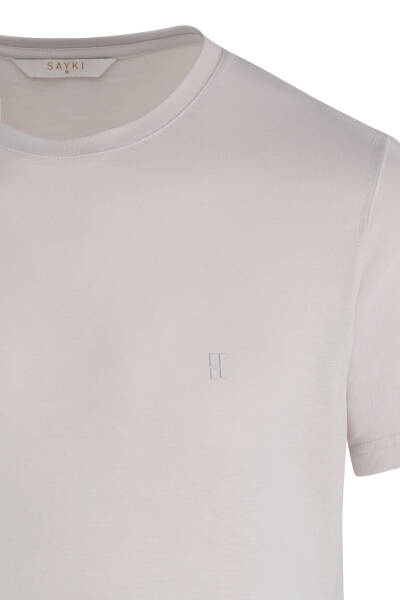 Ekru Regular Fit Bisiklet Yaka Tişört - 2