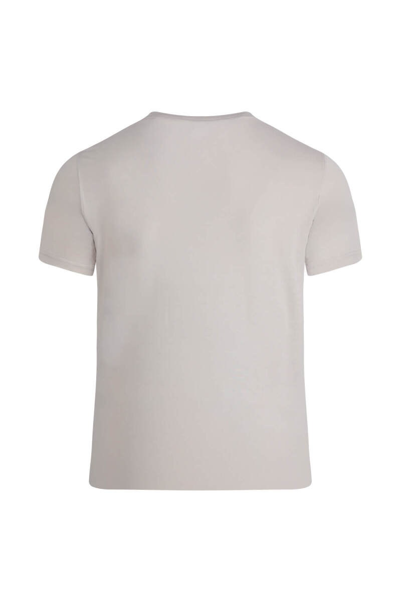 Ekru Regular Fit Bisiklet Yaka Tişört - Saykı (1)