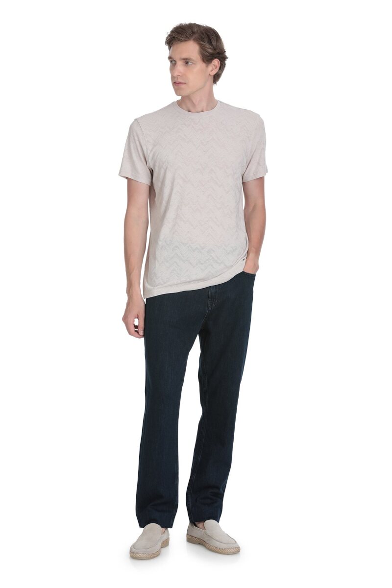 Ekru Regular Fit Bisiklet Yaka Tişört - Hatemoğlu (1)