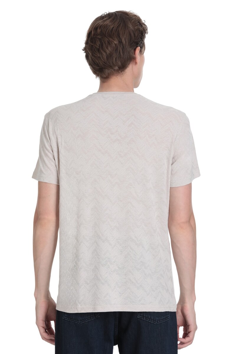 Ekru Regular Fit Bisiklet Yaka Tişört - Hatemoğlu (1)