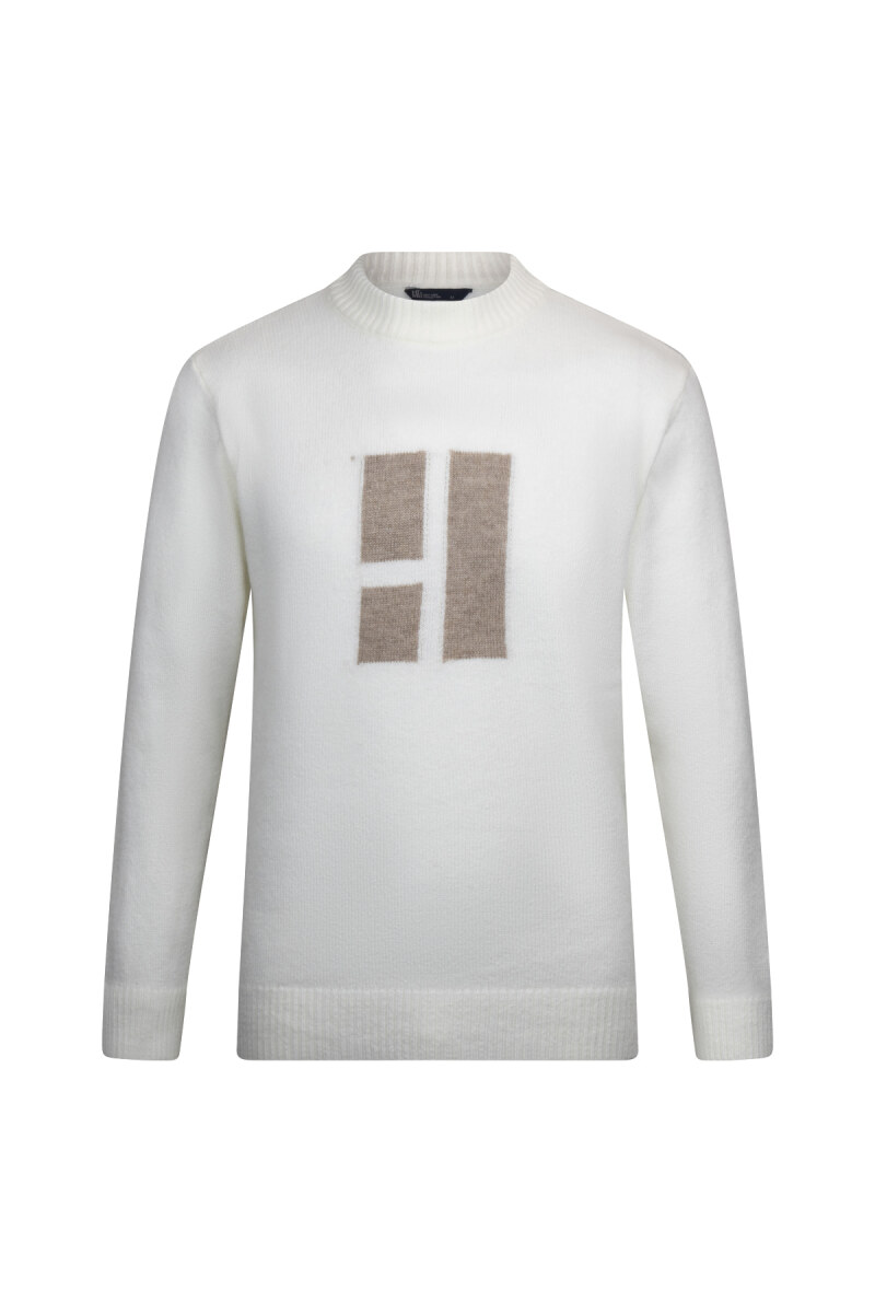 Ekru Regular Fit Çeyrek Balıkçı Yaka Triko Kazak - HTML