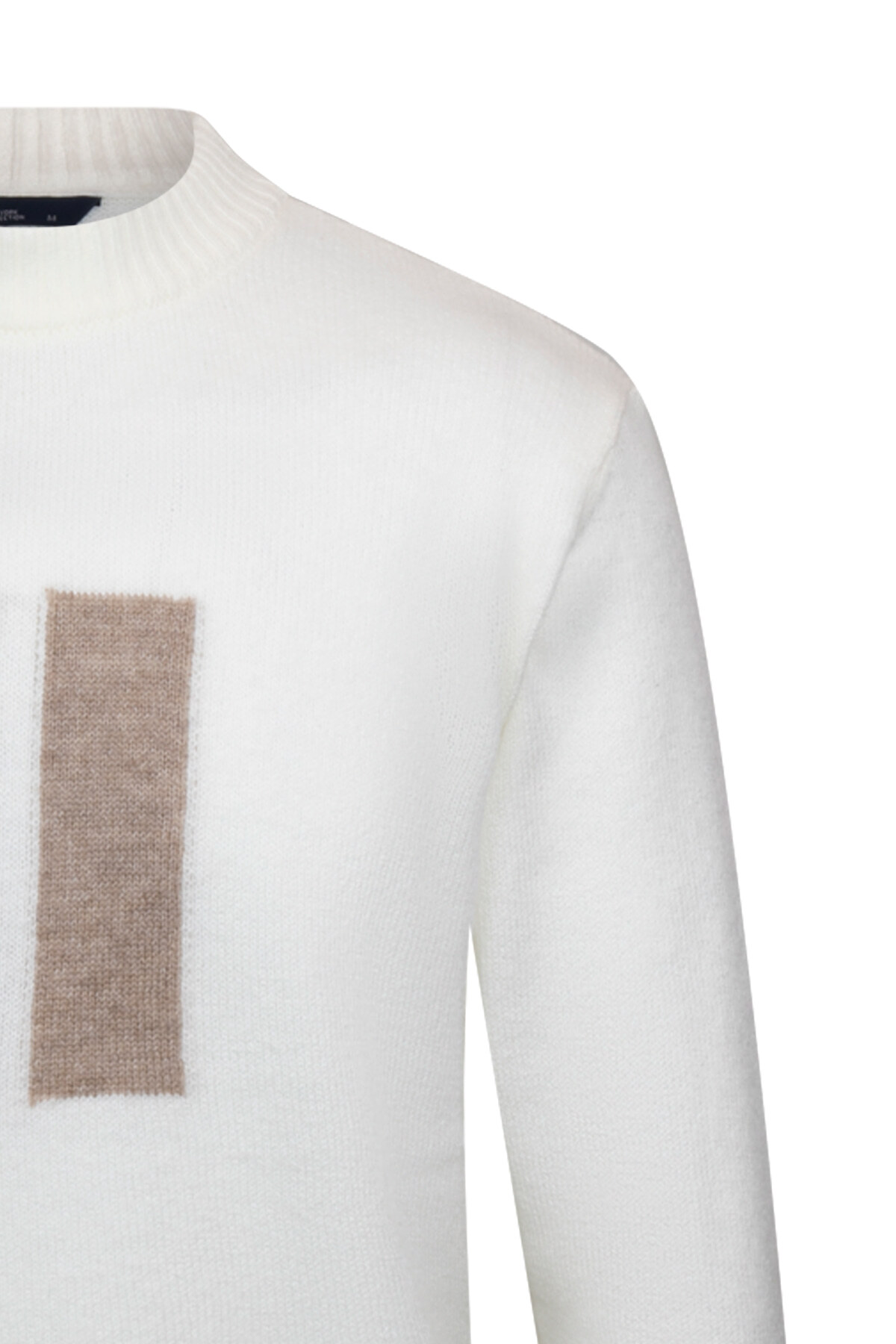 Ekru Regular Fit Çeyrek Balıkçı Yaka Triko Kazak - 3