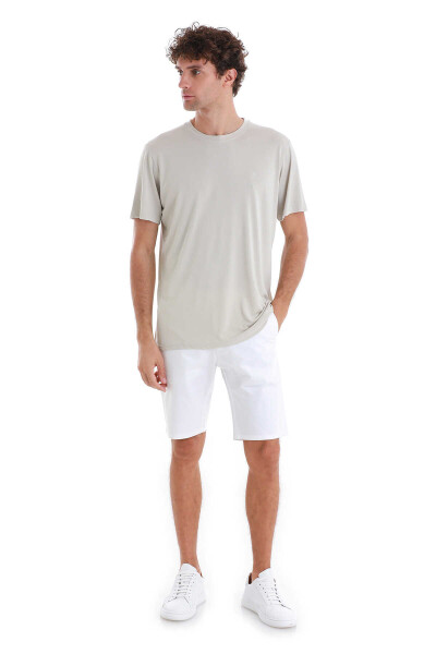Ekru Regular Fit Bisiklet Yaka Tişört - 2