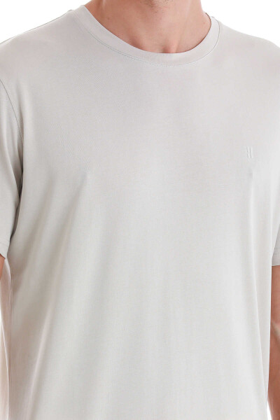 Ekru Regular Fit Bisiklet Yaka Tişört - 5