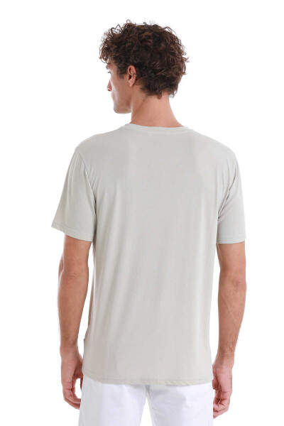 Ekru Regular Fit Bisiklet Yaka Tişört - 6