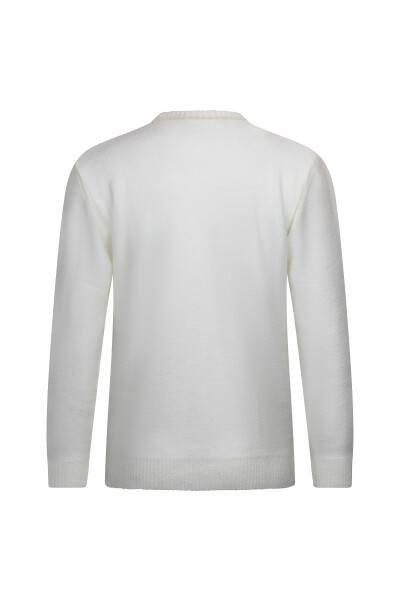 Ekru Regular Fit Jakarlı Çeyrek Balıkçı Yaka Triko Kazak - 2