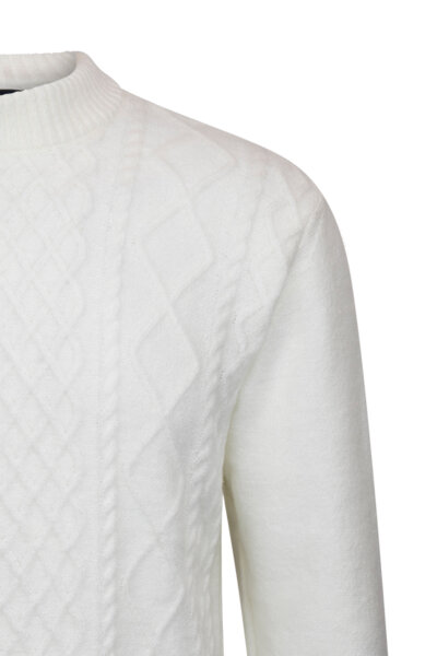 Ekru Regular Fit Jakarlı Çeyrek Balıkçı Yaka Triko Kazak - 3