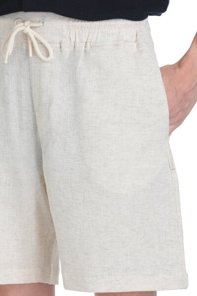 Ekru Regular Fit Pamuklu Basic Örme Yandan Cepli Şort - 4