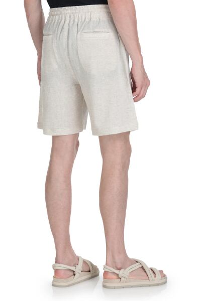 Ekru Regular Fit Pamuklu Basic Örme Yandan Cepli Şort - 5