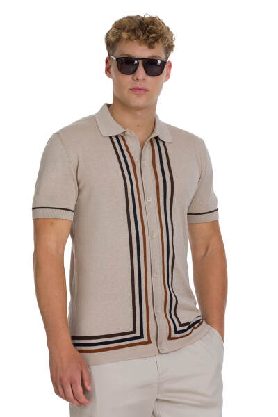 Ekru Regular Fit Polo Yaka Pamuklu Tişört - 5
