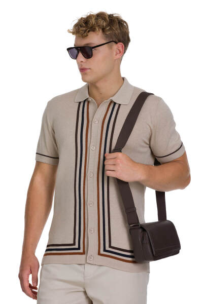 Ekru Regular Fit Polo Yaka Pamuklu Tişört - 3