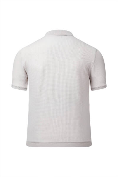 Ekru Regular Fit Polo Yaka Pamuklu Tişört - 3