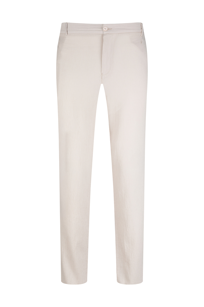 Ekru Regular Fit Yandan Cepli 100% Pamuk Jogger Pantolon - Saykı