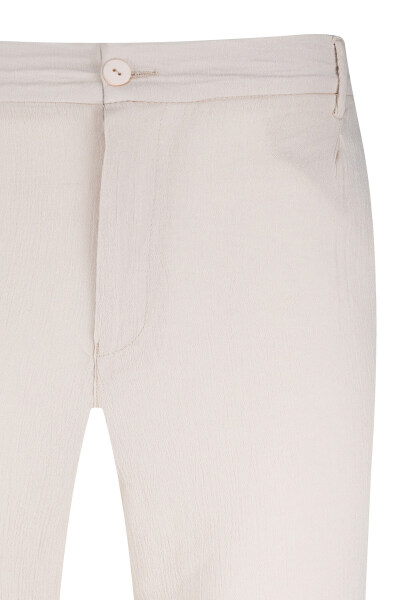 Ekru Regular Fit Yandan Cepli 100% Pamuk Jogger Pantolon - 3