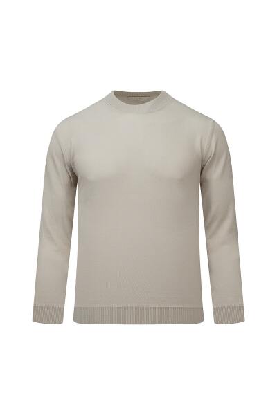 Ekru Regular Fit Yarım Balıkçı Yaka Rayon Kazak 