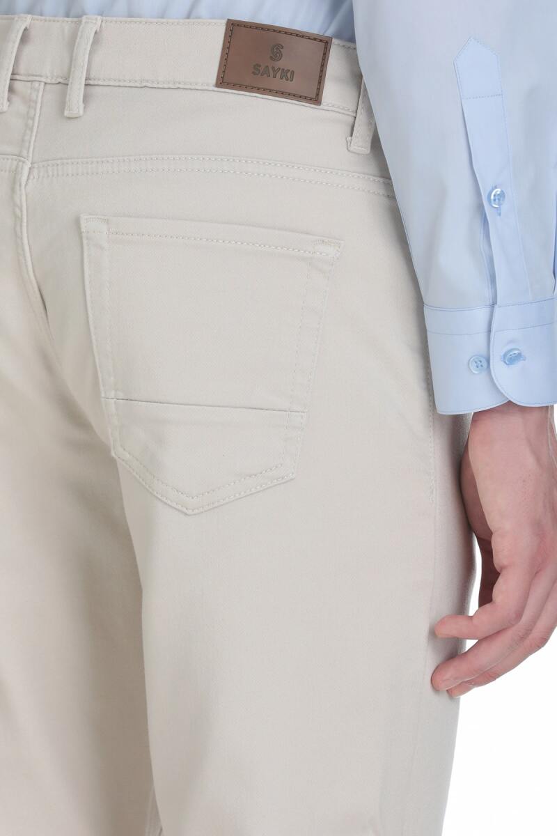 Ekru Slim Fit 5 Cep Pamuklu Kanvas Pantolon - Saykı (1)