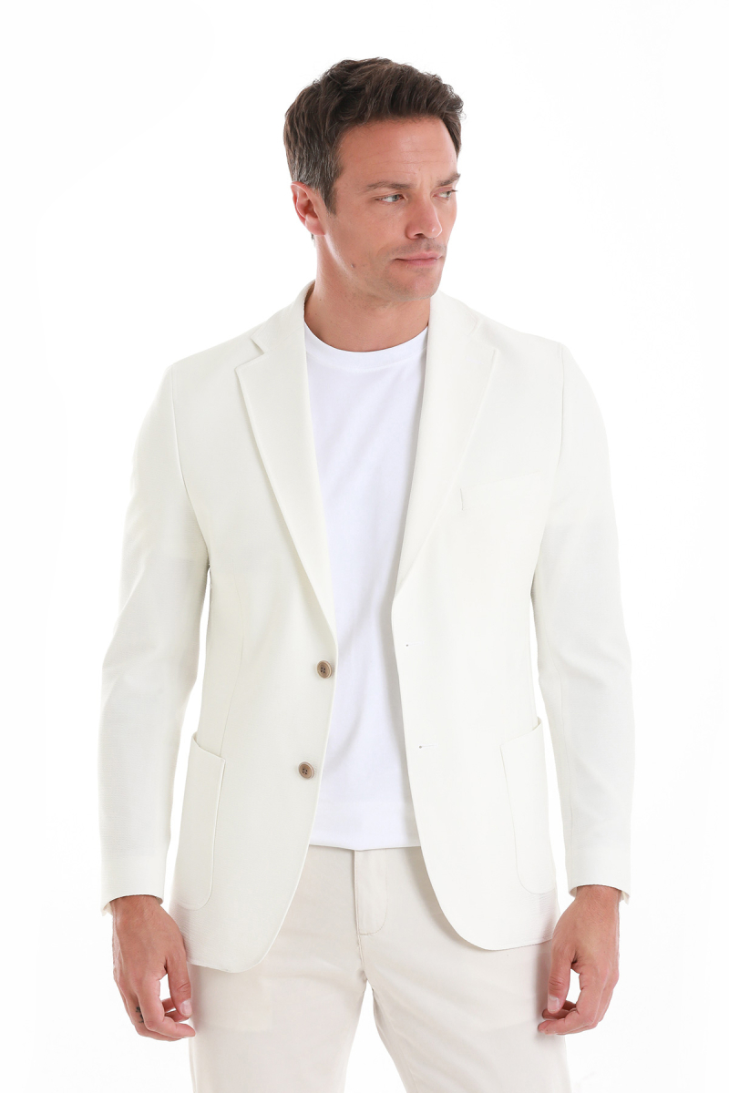 Ekru Slim Fit Mono Yaka Casual Ceket - HTML (1)