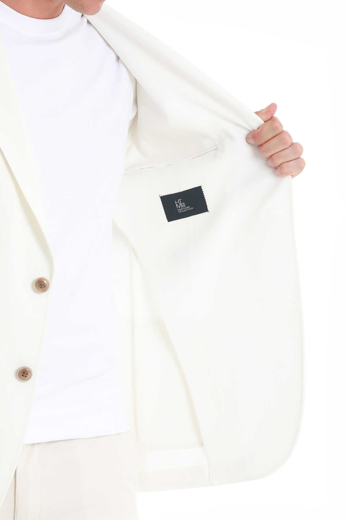 Ekru Slim Fit Mono Yaka Casual Ceket - 6