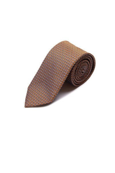 Sarı Desenli Klasik Micro Kravat - 2