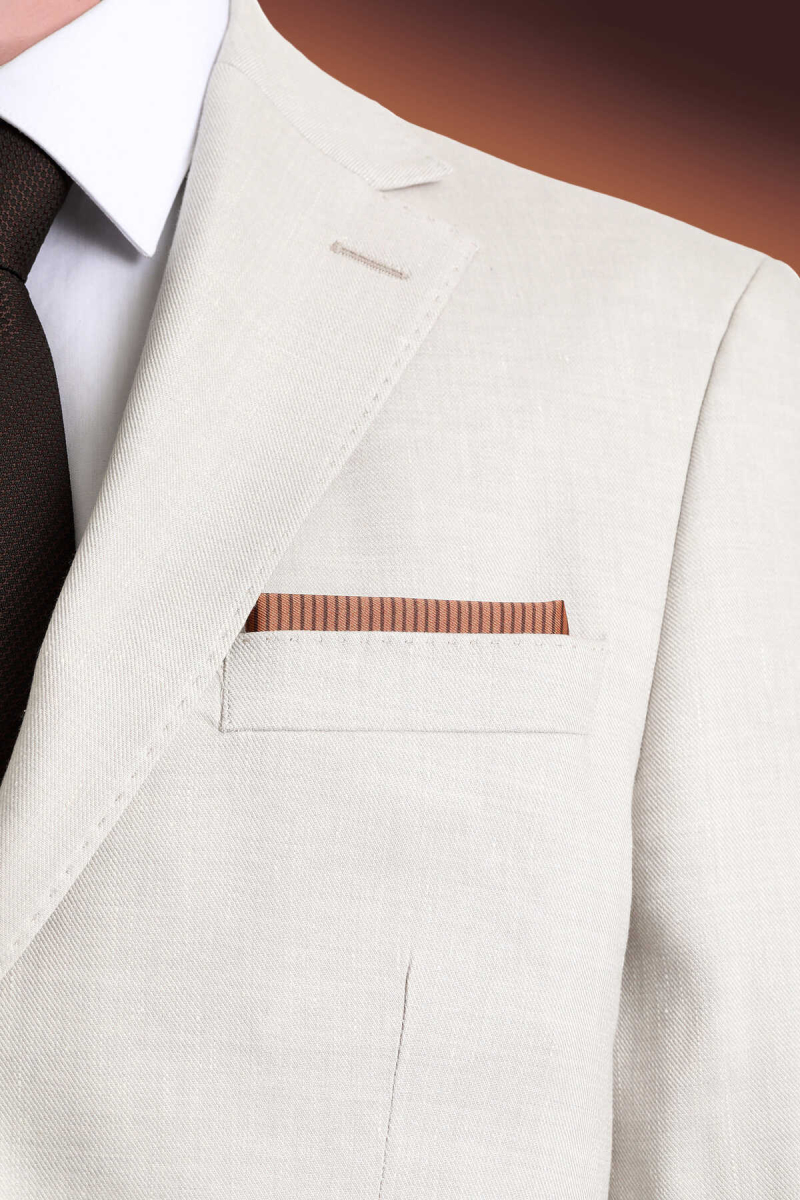 Kahverengi Desenli Klasik Saten Cep Mendili - Hatem Saykı (1)