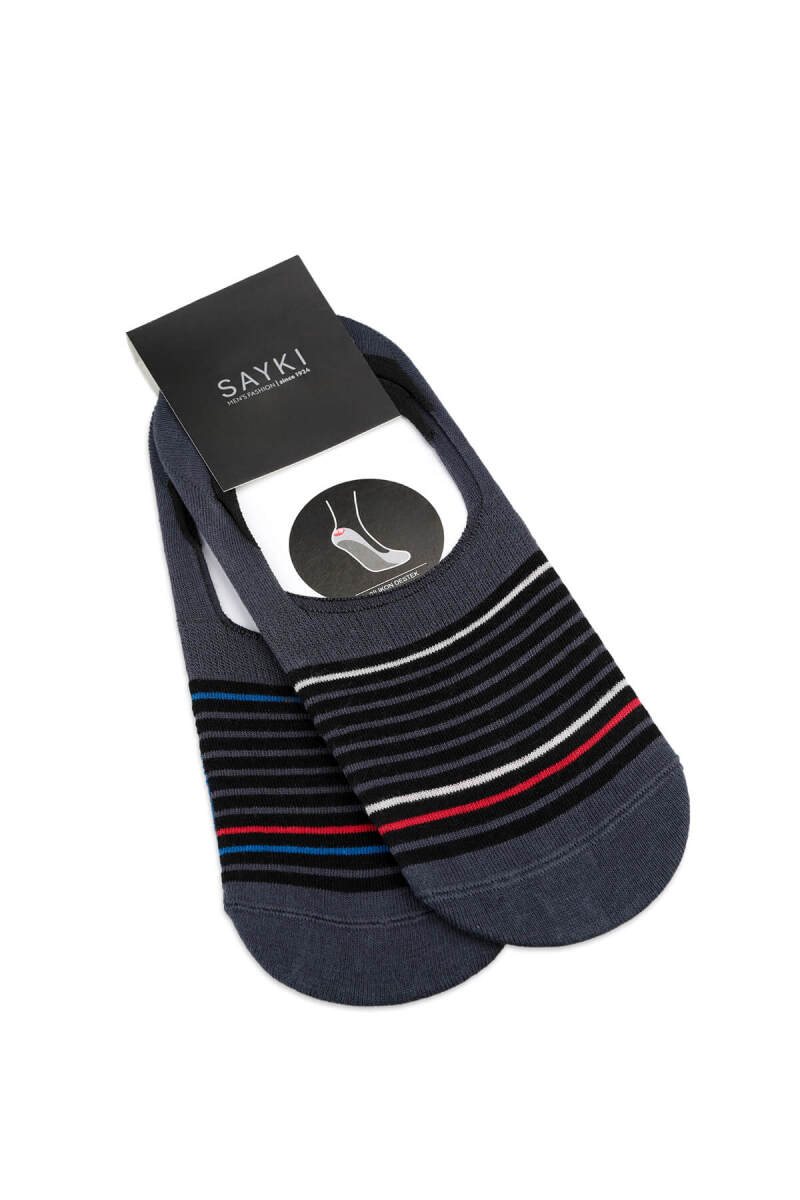 Gri 2'li Çizgili Babet Çorap Seti - Saykı