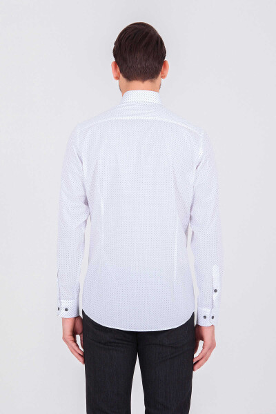 Gri Baskılı Regular Gömlek - 4