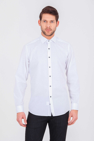 Gri Baskılı Regular Gömlek - 3